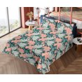 thumbnail image 4 of Ambesonne Vintage Floral Fitted & Flat Sheet with Sham 3 Pcs Set, Flowers Cottagecore, Twin XL, Dark Teal Coral, 4 of 5