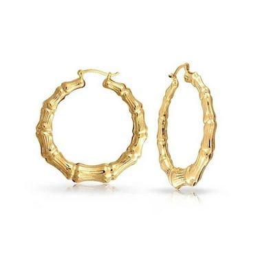 14k Yellow Gold Polished Hoop Earrings (4x25mm)