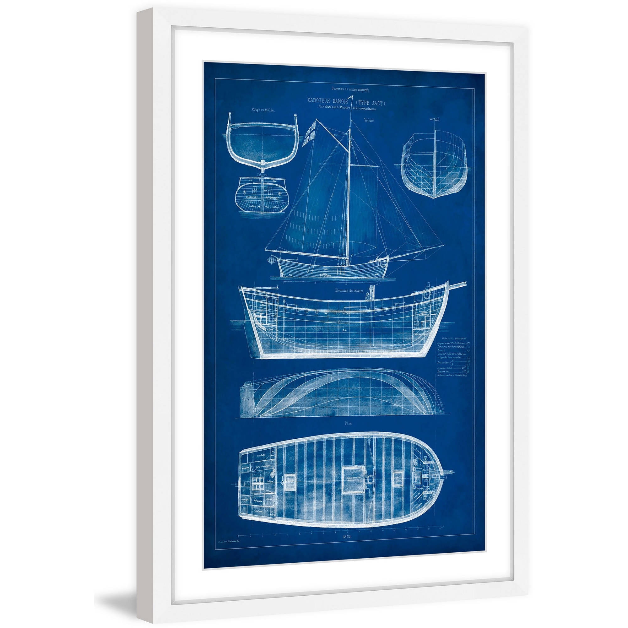 Marmont Hill "Ship Blueprint II" Framed Painting Print