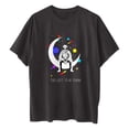 thumbnail image 4 of ICHUANYI Clearance Women's Vintage Drop Sleeves Skull Sun Moon Print Short Sleeve Tops Blouse(Dark gray, L) Ichuanyi Ichuanyi, 4 of 9