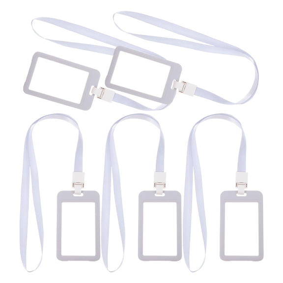 MLINS 5pcs Vertical Double-Sided Transparent Badge Card Holder Sleeve Case ID Badge Protectors with Lanyard for Work School and Event