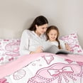 thumbnail image 4 of spefrowx Cute Pearl Shell Twin Comforter Sets for Kids, Pink Princess Bow Coral Bedding Set, Pink Reversible, 2 Pieces, 1 Comforter and 1 Pillowcase, 4 of 6