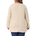 thumbnail image 3 of Agnes Orinda Women's Plus Size T-Shirts Exposed Seams Side Slit High Low Hem Blouses Crew Neck Long Sleeve Casual Tee Shirt 4X Khaki, 3 of 6