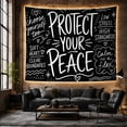 thumbnail image 6 of Protect Your Peace Lettering on Black Background, Inspirational Illustration for Mindfulness Fans, Chalkboard Style Wall Art, Back to School Gift, Tapestry Wall Hanging for Bedroom and Dorm, 6 of 7