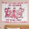 thumbnail image 2 of TiniDecor In October We Wear Pink Tapestry, 60"x80" Ghost Ribbon Wall Hanging, Breast Cancer Awareness Decor, 2 of 4
