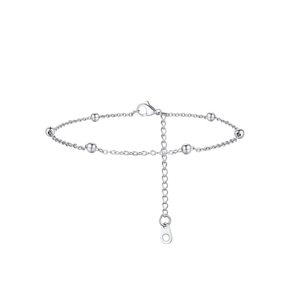 Silvora Beaded Chain Anklet for Women Stainless Steel Ankle Bracelet Dainty Adjustable Foot Chain Waterproof Summer Beach Jewelry Gifts for Daughter Birthday Mothers Day Christmas