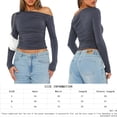 thumbnail image 2 of Top De Manga Larga Camisa básica de mujer Top Color sólido Estilo sexy Hombro inclinado Ropa de calle Traje Cgtredaw Gris L para Mujer, 2 of 6