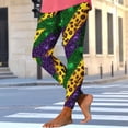 thumbnail image 4 of Maqroz Mardi Gras Leopard Print Leggings Glitter Effect Yoga Pants Wild Animal Festival Tights Yellow,M, 4 of 5