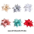 thumbnail image 4 of Advancent 2 piezas 25 cm brillo Poinsettia árbol de Navidad adornos de Navidad flores artificiales boda fiesta vacaciones Decoración del hogar Plata, 4 of 6