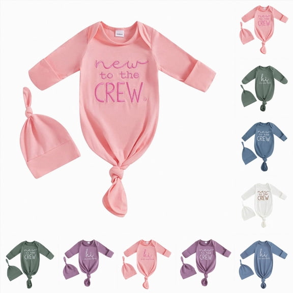 Newborn Infant Jumpsuit Newborn Knotted Sleeping Bag Fetal Hat Set Baby Pajamas Jumpsuit Long Sleeve Bodysuit Cute Newborn Clothes,Green Bodysuit, Bodysuit