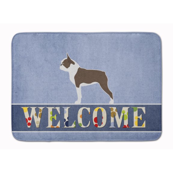 Carolines Treasures BB5548RUG Boston Terrier Welcome Machine Washable Memory Foam Mat 19 X 27" multicolor