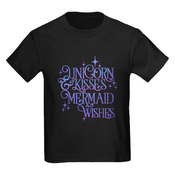 CafePress - UNICORN KISSES And MERMAID WISHES T Shirt - Dark T-Shirt Kids XS-XL