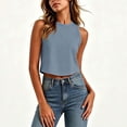 thumbnail image 5 of Gamivast Crop Tops for Women Sleeveless Crew Neck Casual Flowy Muscle Tanks Summer Workout Athletic Shirts Lightweight Loose Fit Comfortable Active Basic Loungewear Sky Blue L, 5 of 7