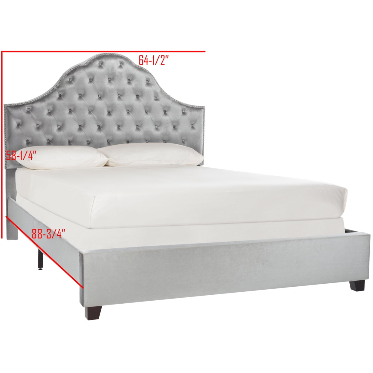 SAFAVIEH Beckham Traditional Tufted Bed, Light Grey