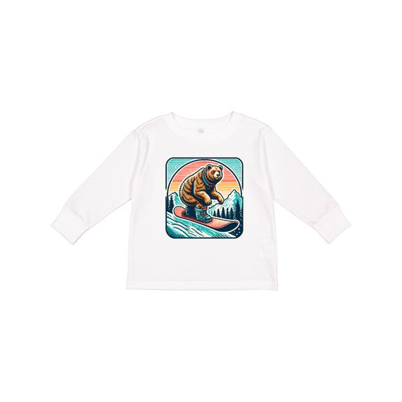 Inktastic Snowboarding Bear Vintage Boys Long Sleeve Toddler T-Shirt