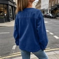 thumbnail image 6 of Cmtiyu Denim Jacket for Women, Long Sleeve Drawstring V Neck Open Front Washed Denim Jackets, Casual Loose Fit Outerwear Jacket with Pockets, S-3XL, 6 of 9