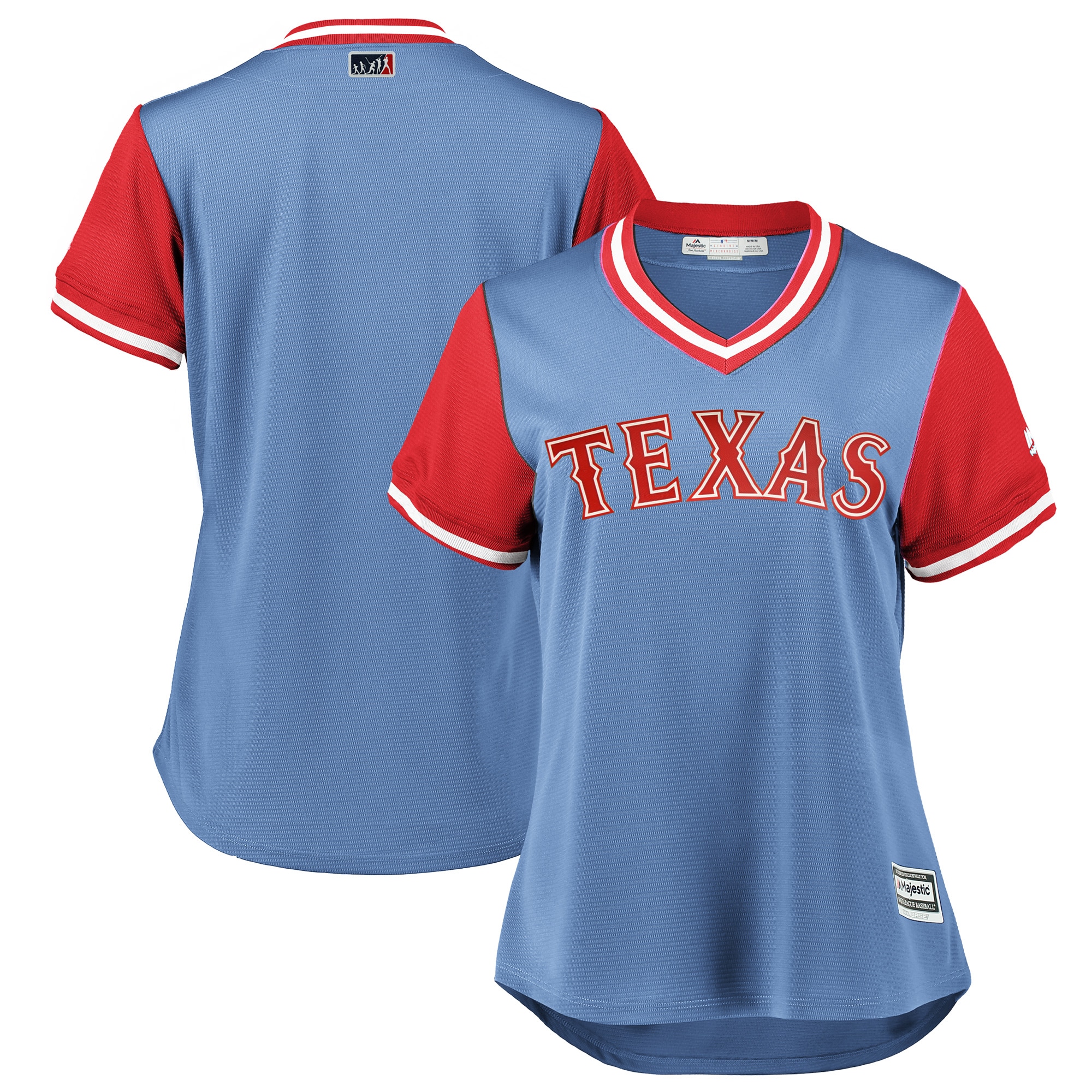 light blue and red jersey
