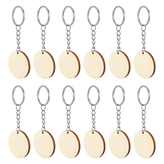 landege 50Pcs Wooden Key Chain DIY Hand Drawing Keychains Creative Key Pendants