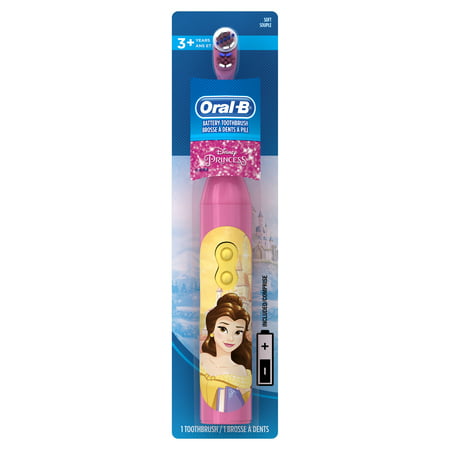 Oral-B Kids Battery Power Toothbrush featuring Disney Princess Characters, Extra Soft Bristles, 1