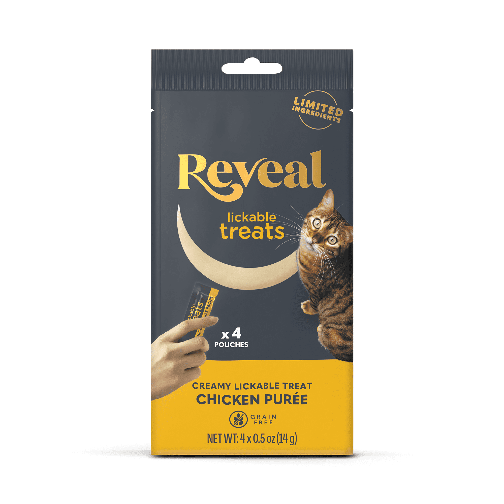 Reveal Pet Food Natural Cat Treats Chicken Lickable Puree 4 x 0.5oz