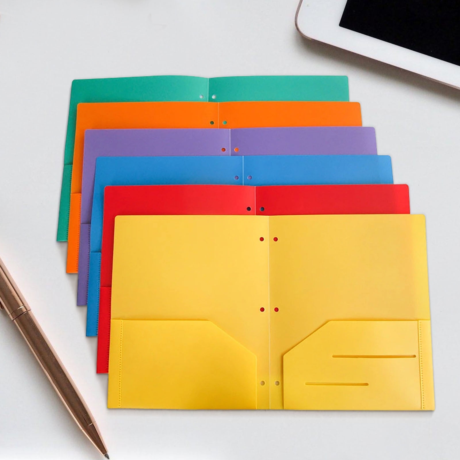 5 Packs Heavy Duty Plastic Folders With Pockets Letter Size File Folders for Office School Documents Organization Waterproof Binder Folder for Business Card Storage