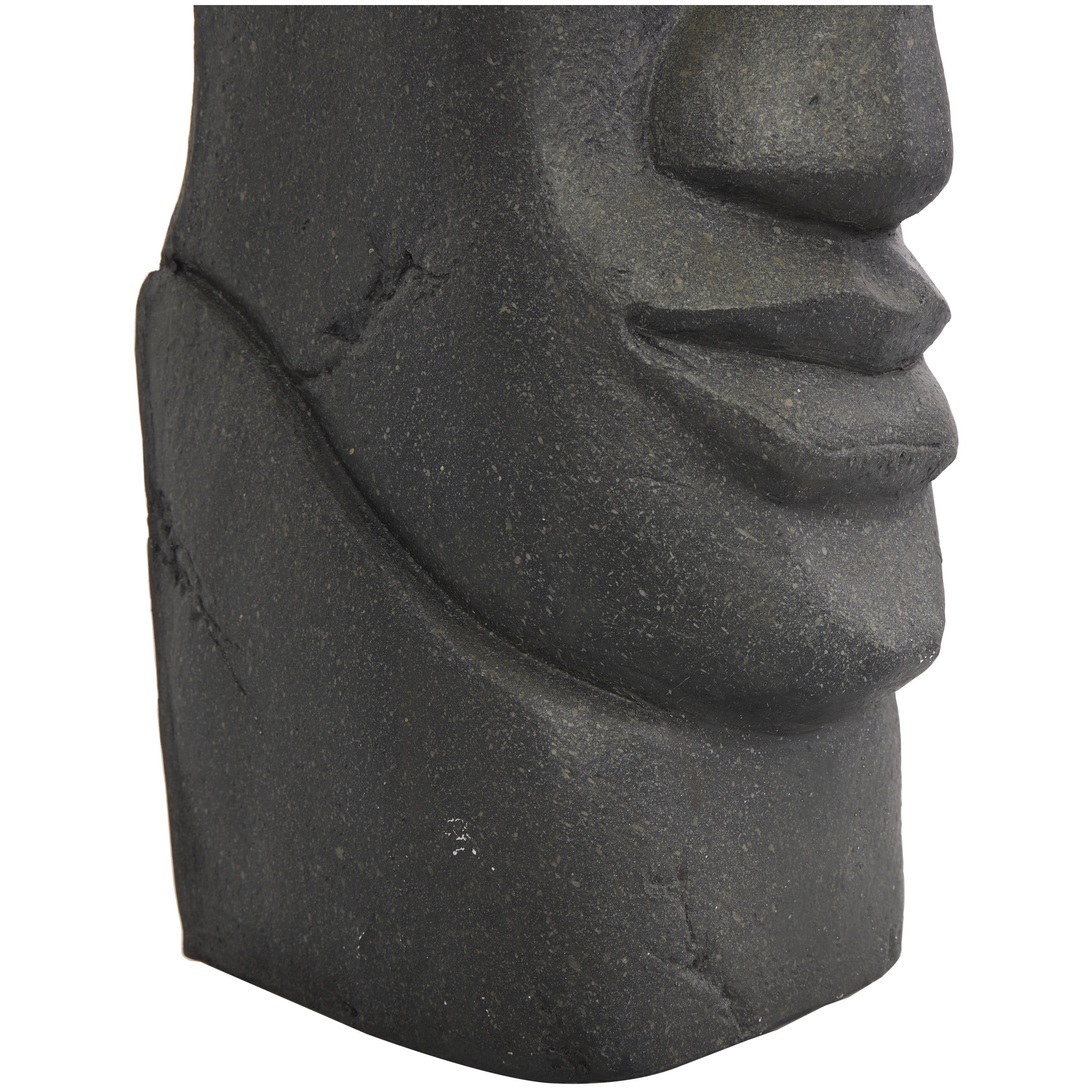 8" x 31" Black Resin Tall Distressed Totem Face Sculpture, by DecMode