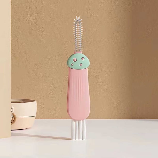 pstuiky Cepillo limpiador 3 en 1 para tapas de vasos y vasos|cepillo multifuncional para detalles en tapas de botellas y vasos|herramienta para limpiar pajitas