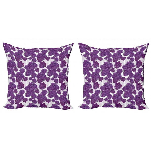 Mauve Throw Pillow Cushion Cover Pack of 2, Unusual Vivid Allium Flower