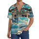 thumbnail image 1 of Balery Comic Airplane Cockpit Illustration Camisa Casual de Manga Corta con Botones para Hombre, Texturizada, Estilo Cubano, para Playa, Verano-XX-Large, 1 of 5