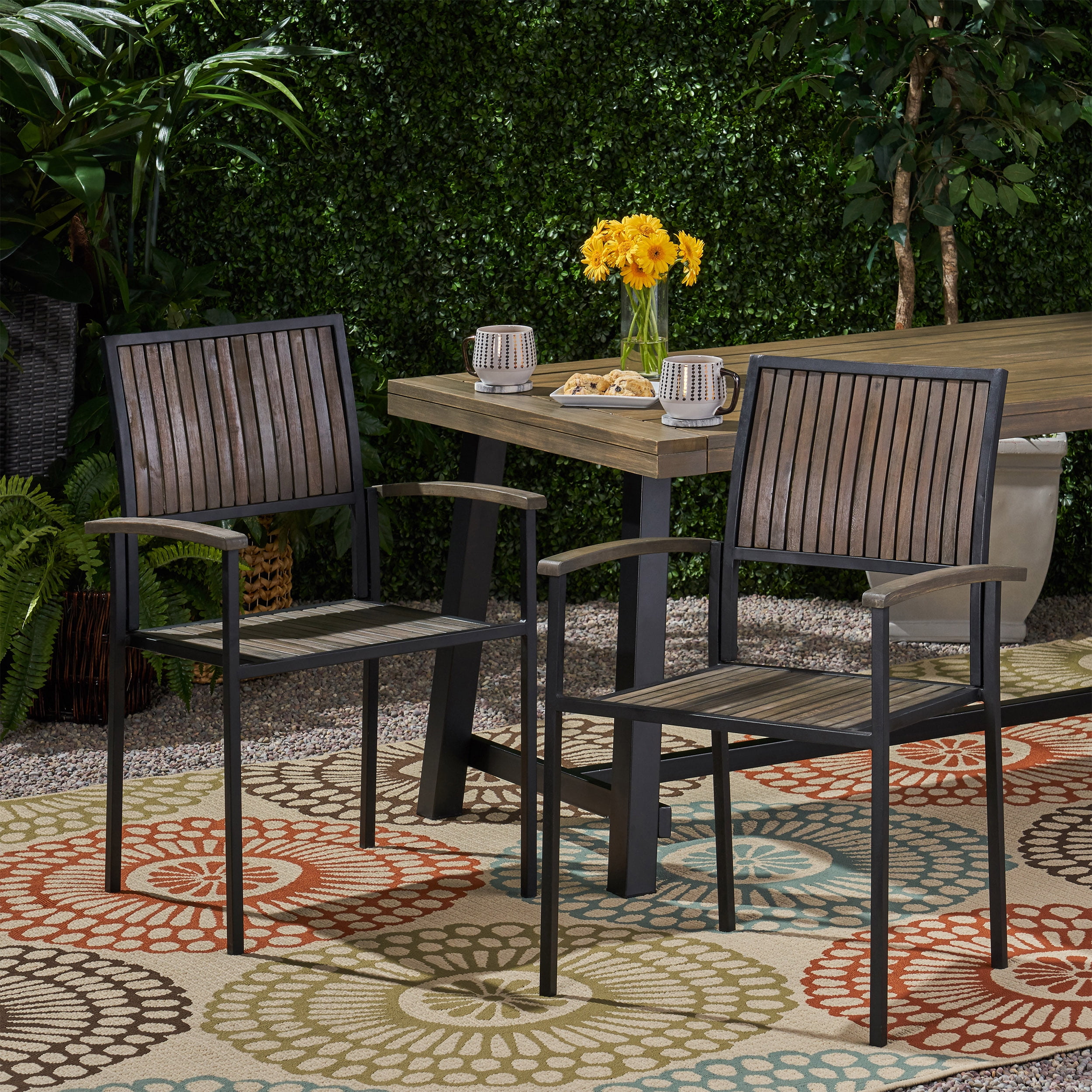 Euroco BRIDGET WOOD AND METAL CHAIR,Set of 2