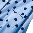 thumbnail image 4 of Clearance Women Cotton Nightgown Button Down Boyfriend Nightshirt Mid-Long Style Sleepshirt Pajama Tops,Long Sleeve V-Neck Plaid Night Gown Pajama Dress,S-XL Blue Heart, 4 of 7
