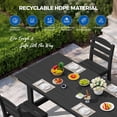 thumbnail image 5 of KINGYES 6 Piece Patio Dining Set, HDPE Outdoor Table and Chairs with Bench, Black, 5 of 12