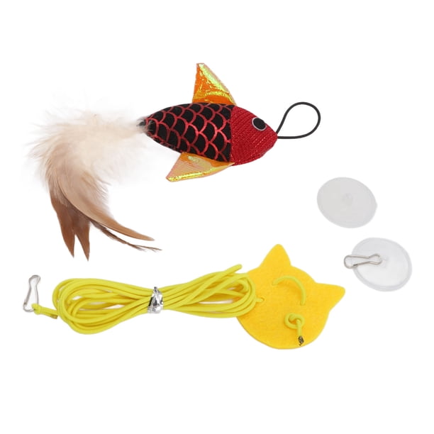 Juguete Para Colgar En La Puerta Para Gatos, Juego Automático, Desatar La Naturaleza, Interactivo, Aliviar El Aburrimiento, Juguete Colgante Para Gatitos Para Hacer Ejercicio OTVIAP Cuerda de gato divertida y pez de plumas rojas