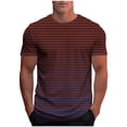 thumbnail image 3 of Workout Shirts for Men Summer Short Sleeve Round Neck Basic Tops Striped Gradient Color Casual Shirts Soft Lightweight Activewear T-Shirts, 3 of 6