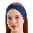 thumbnail image 1 of BABYGIZ Diademas elásticas anudadas para mujer, color sólido, antideslizantes, para yoga, entrenamiento, correr (azul marino, 1 unidad (paquete de 1)), 1 of 5