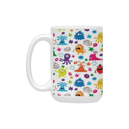 

Outer Space Decor Fun Space Mascots Pattern in Several Colors Joy Horror Germs Caricature Design Mul Ceramic Mug (15 OZ) (Made In USA)