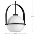 thumbnail image 2 of Delayne Collection One-Light Mid-Century Modern Matte Black Etched Opal Glass Pendant Light, 2 of 2