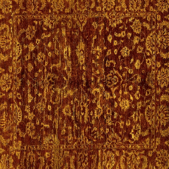 Ahgly Company Indoor Square Abstract Yellow Modern Area Rugs, 5' Square