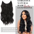 thumbnail image 3 of GFDYREE Invisible Wire Hair Extensions, Natural Black Hair Extensions with Adjustable Size 4 Secure Clips, 20 Inch Long Curly Wavy Hairpieces for Women, 3 of 6