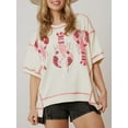 thumbnail image 4 of Michellecmm Women's Short Sleeve Round Neck Tunic Tops Glitter Sequin Lobster Crawfish Print T-Shirts Blouses, 4 of 7