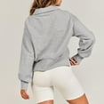 thumbnail image 5 of Baqcunre Half Zip Cropped Sweatshirt Casual Fleece Quarter Zip Up Rib Knit Pullover 2023 Fall Clothes Womens Tops Half Zip Sweatshirt Women,Women'S Sweaters Sweatshirt For Women,Color Grey,Size 2XL, 5 of 6
