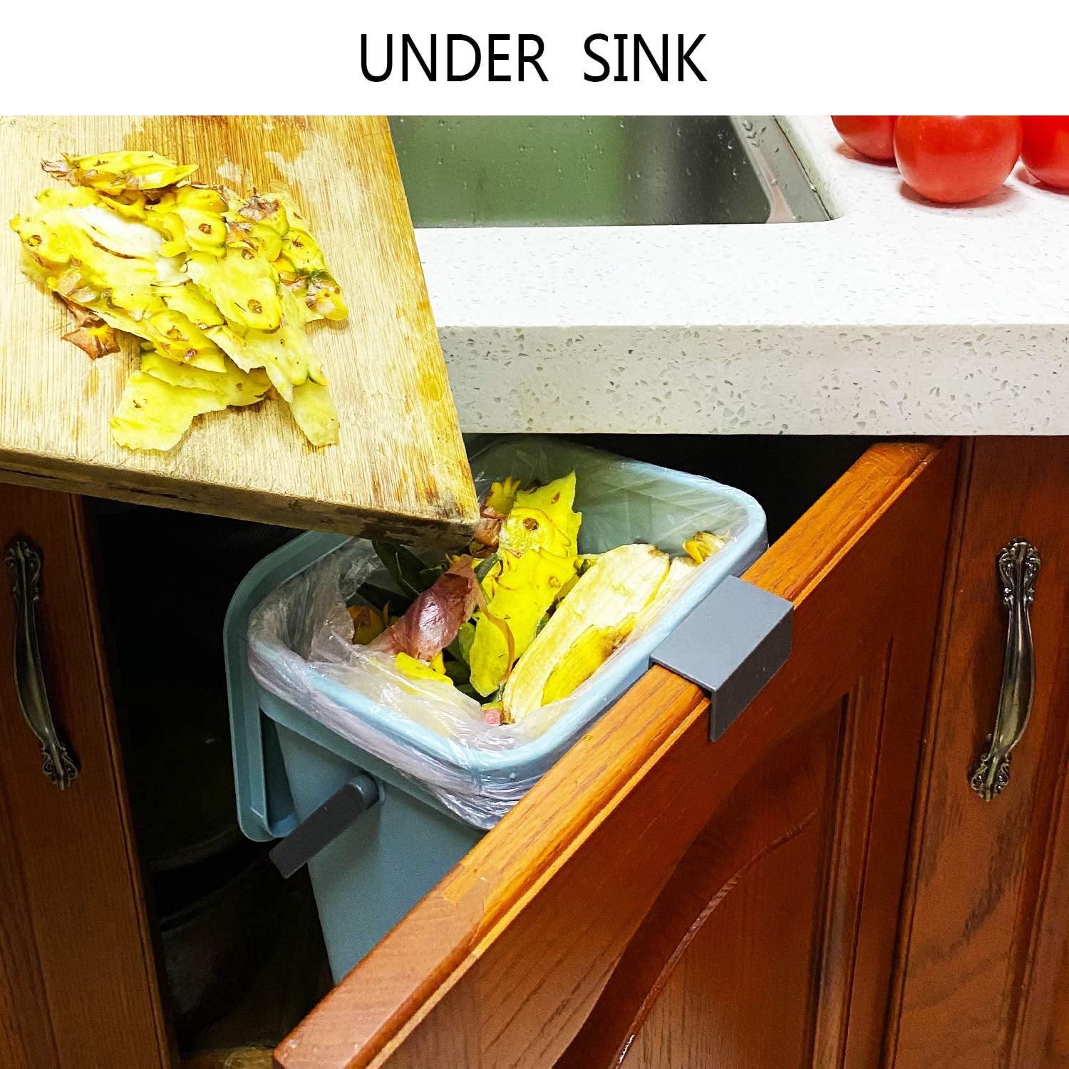 Stonespace Under Sink Trash Can,Kitchen Compost Bin, Diaper Pail, 3.2 Gallon/12L Hanging Garbage Can for Baby Crib/Bathroom/Cupboard, Plastic Food Waste Bin,1 Pack Black