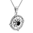 thumbnail image 2 of Wanderer’s Guide Sterling Silver Compass Black Onyx Inlaid Necklace, 2 of 6