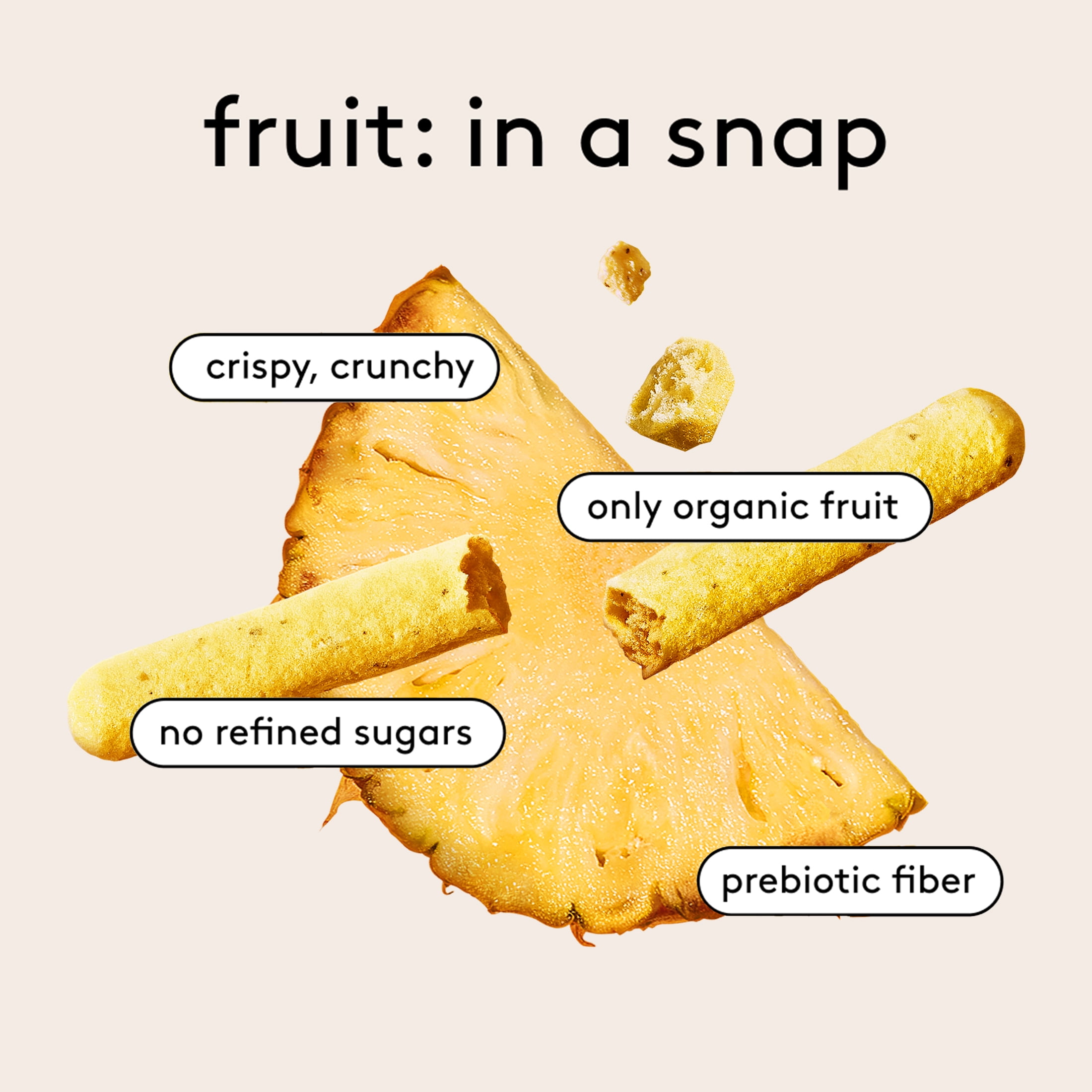 (2 pack) Kencko Pineapple Organic Fruit Snaps, Freeze Dried Fruit Snacks, 1 oz