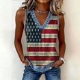 thumbnail image 3 of Womens Tops Gsakboxl Women's Summer Casual V‑Neck Sleeveless Tank Top Denim Trim & Independence Day Flag Print Fashion Vest Shirt Navy XL, 3 of 6