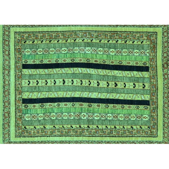 Ahgly Company Indoor Rectangle Abstract Turquoise Blue Modern Area Rugs, 7' x 9'