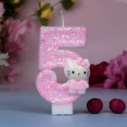 hello kitty 3D Number Cake Decorating Candle - Fun Shaped Candles for Kids Birthday Party, Cake Topper Decoration with Anime Style Design, Great Gift for Birthday Celebrations