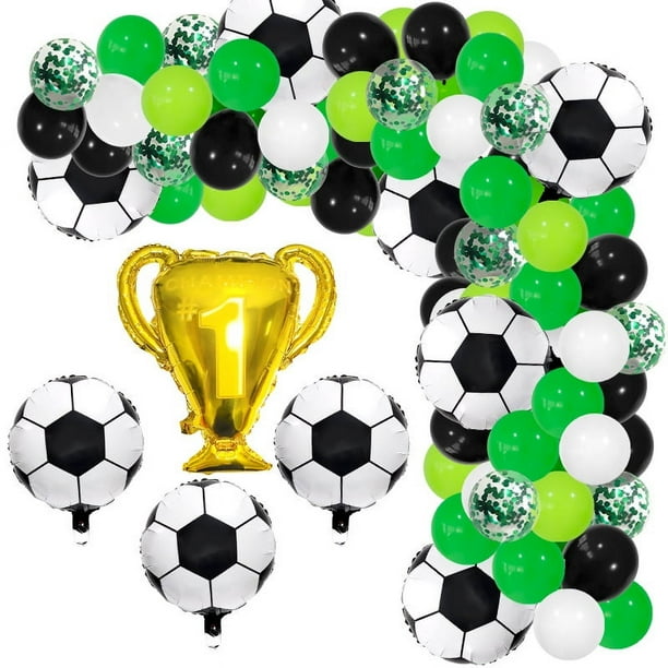 ER 121 Uds. Conjunto de globos de decoración para fiesta temática de la Copa Mundial de fútbol, decoraciones de globos de confeti y pancarta de fondo para decoración de fiesta Rojo Verde