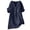Navy, variant on Women's Casual Button-Up Shirt – Stand Collar, Solid Color, Loose Fit, 3/4 Sleeve Top, Beige Loose Button Shirt Top Stand Solid Color Sleeve Collar Casual Women's Shirt Women's Shirt