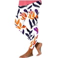 thumbnail image 2 of ersvoioy Leggings for Women Tummy Control Plus Size Summer Floral Print High Waisted Yoga Pants Quick Dry Workout Slim Fit Tight Leggings Purple S, 2 of 5